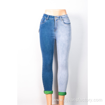 Custom Contrast Shades of Denim Pencil Pants